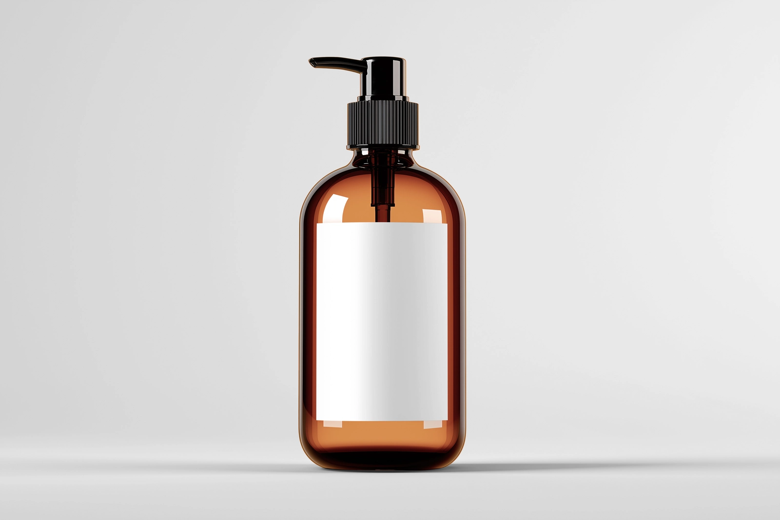 Free Amber Pump Bottle Mockup with Clean Studio Lighting