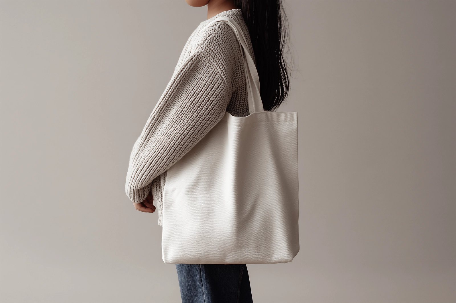 Free Tote Bag Mockup PSD Holding By a Kid