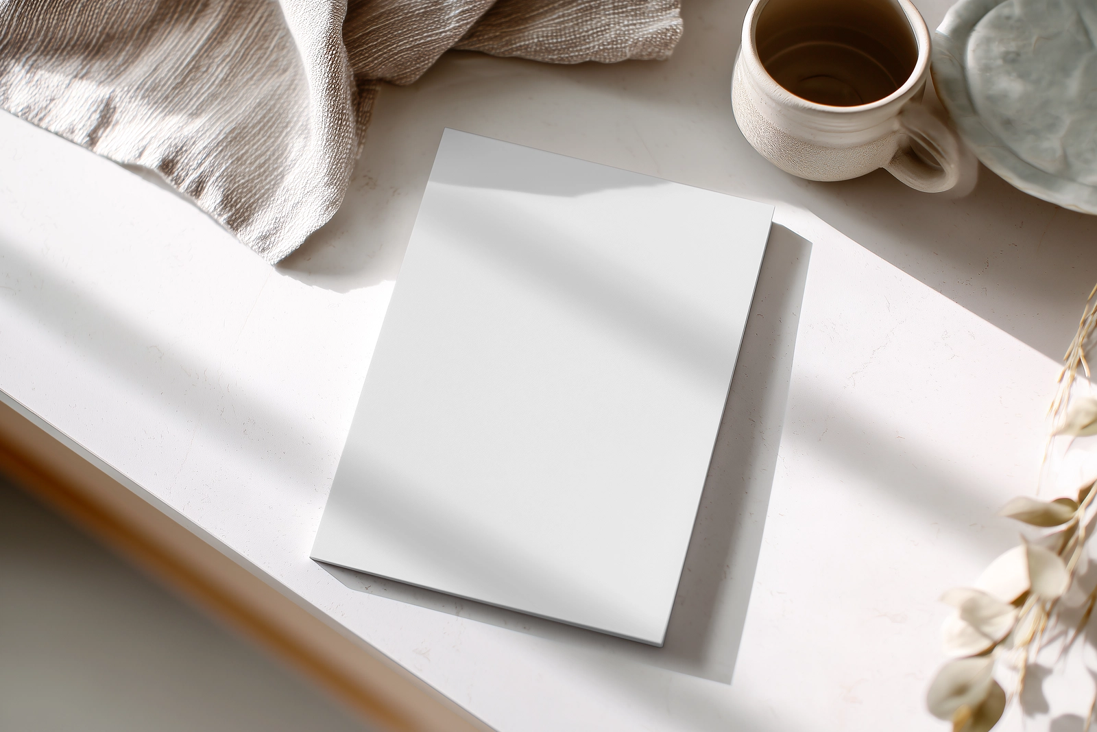 Free Minimal Book Cover Mockup with Natural Light