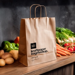 Free Kraft Paper Bag Mockup On Kitchen Table