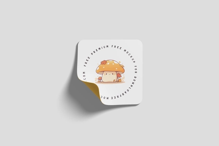 Free Rounded Corner PSD Square Sticker Mockup