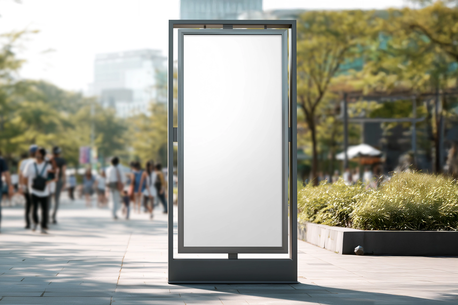 Free Outdoor City Billboard Mockup in Bright Urban Environment
