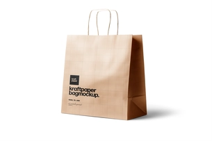 Free Kraft Paper Shopping Bag Mockup with Handles PSD