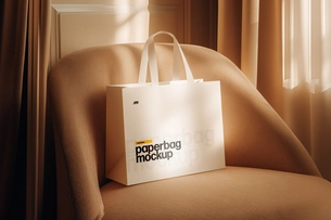 Paper Bag On Sofa Mockup