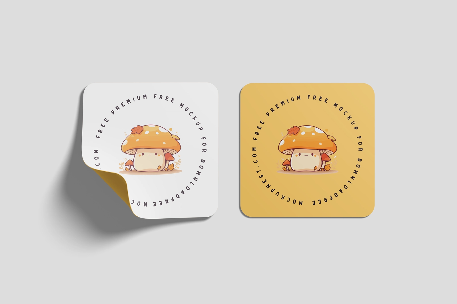 Free Rounded Corner PSD Square Sticker Mockup