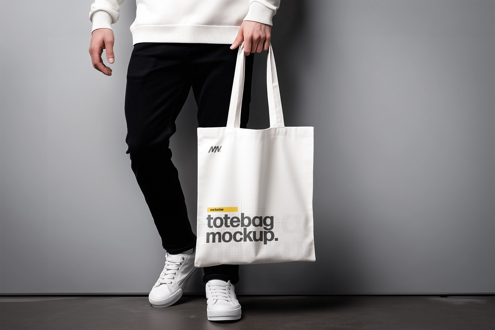 Free Tote Bag Mockup Holding By Hand
