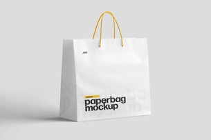 PSD Paper Bag Mockup On White Background Studio Environment