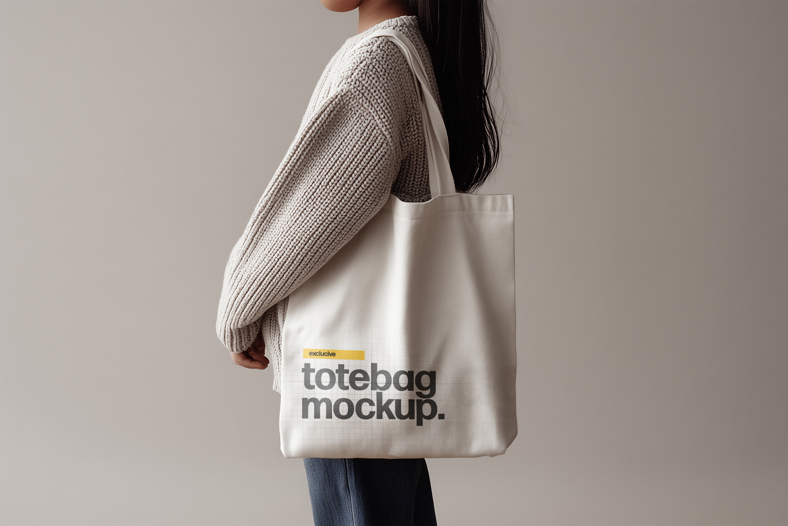 Free Tote Bag Mockup PSD Holding By a Kid - Premium PSD Mockup