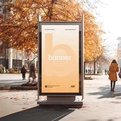 Free Street Billboard Mockup in Autumn City Park Scene