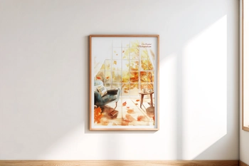 Free Natural Wooden Photo Frame Mockup with Soft Daylight Shadows