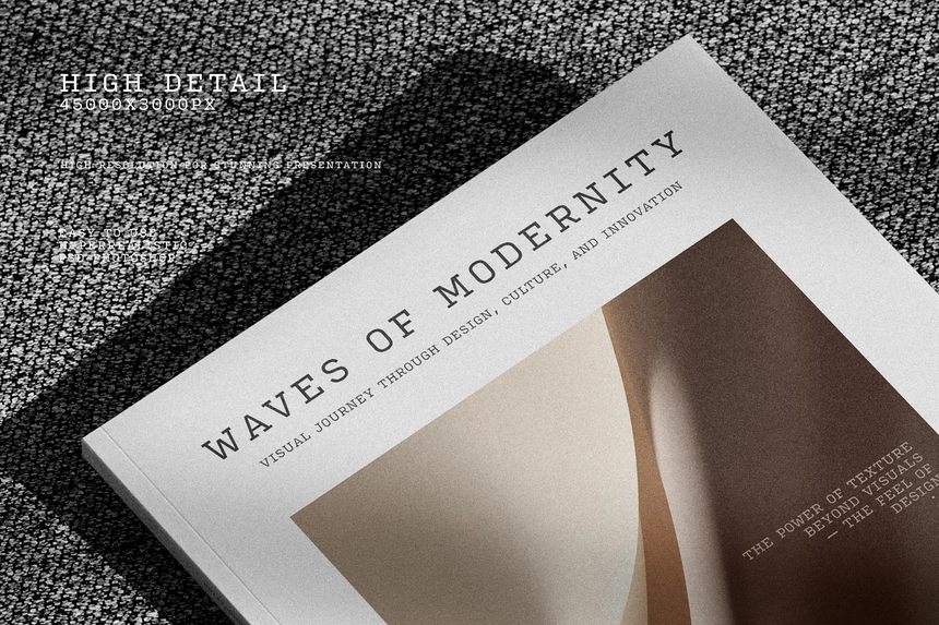 A4 Magazine Cover Mockup with Shadow Overlay on Chair