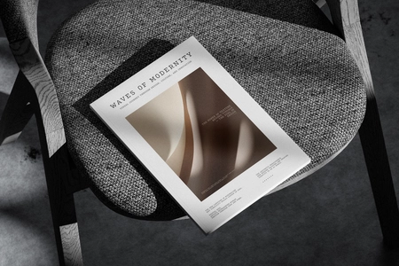 A4 Magazine Cover Mockup with Shadow Overlay on Chair