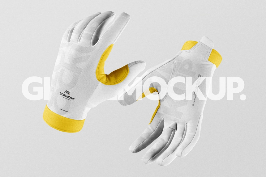 Floating Hand Gloves Mockup PSD