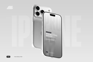 iPhone 17 Pro Mockup PSD Silver Color