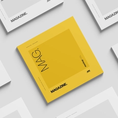 Square Magazine Cover Mockup Grid From Top View