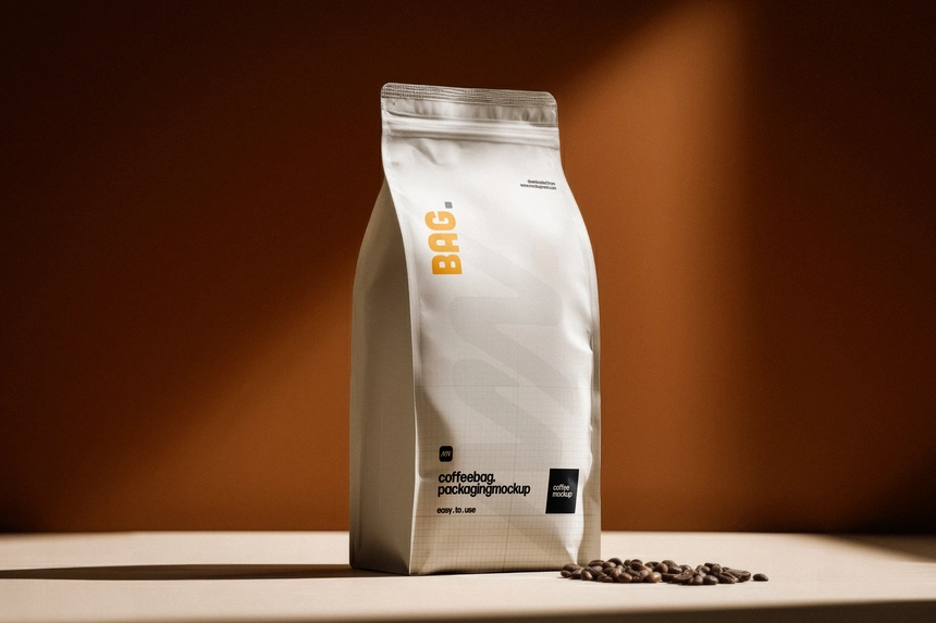 Free Paper Coffee Bag Packaging Mockup