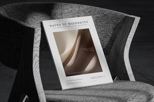 Free A4 Magazine Cover Mockup on Textured Fabric Chair