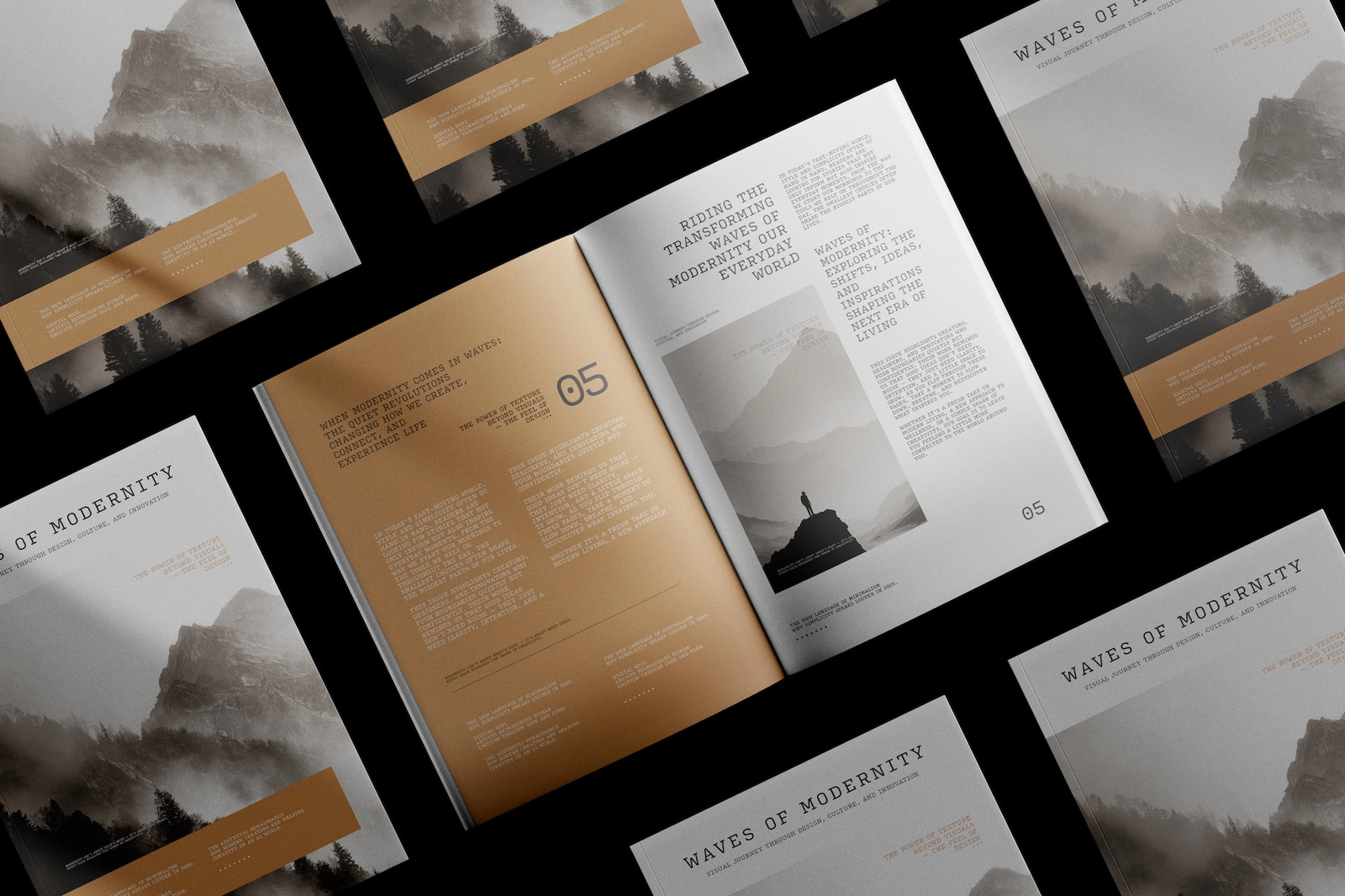 EMBER / A4 Magazine Mockup Grid View