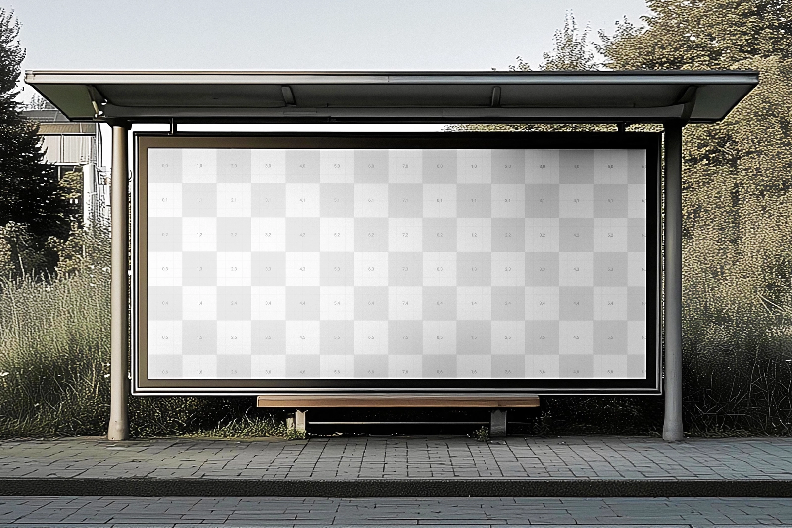Free Bus Stop Billboard Mockup