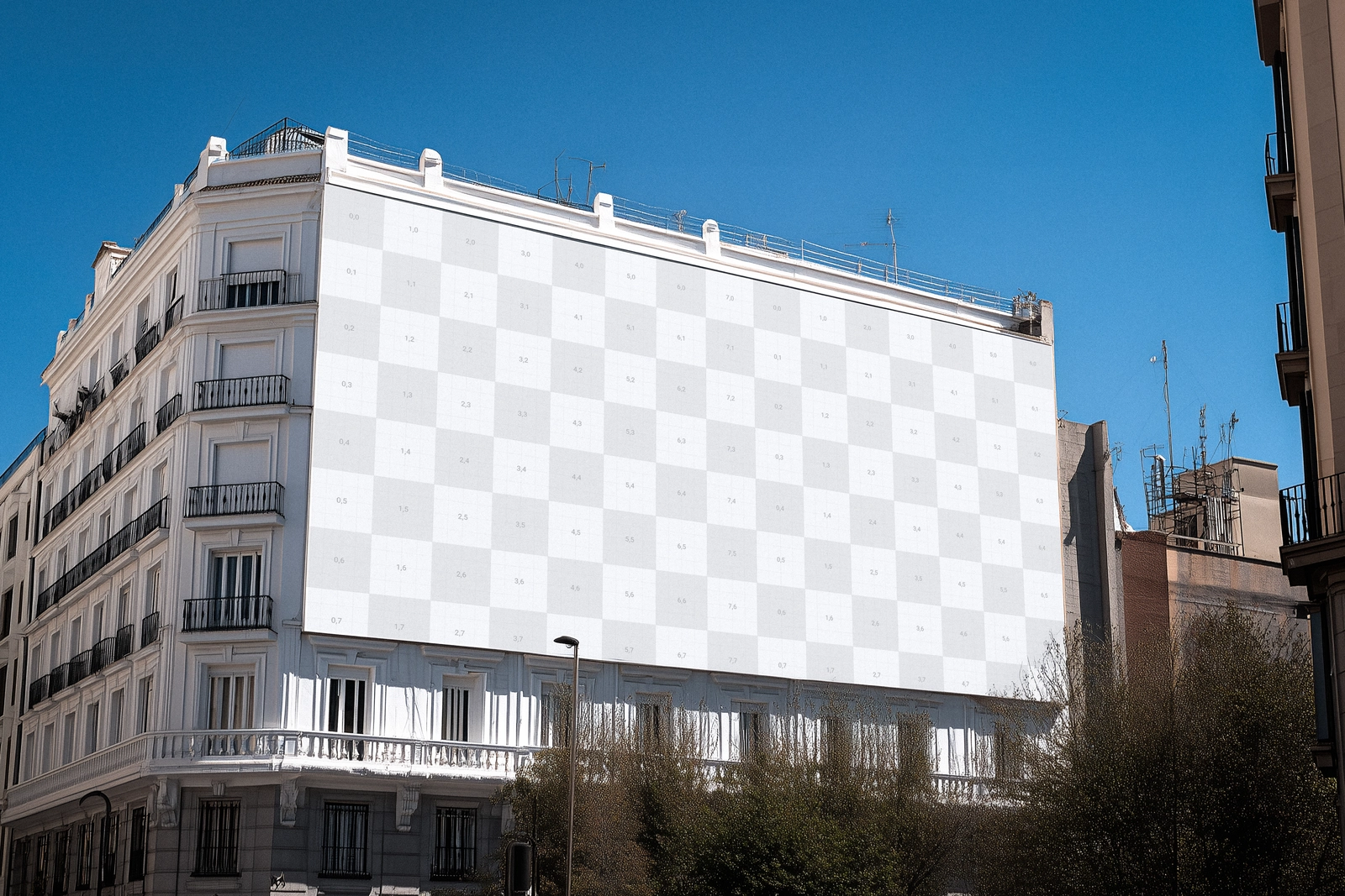 Free Large Billboard on Building Mockup