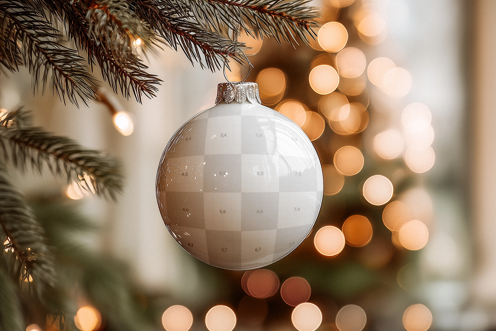 Free Christmas Ball Mockup On Light Background