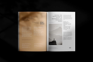 EMBER / Open A4 Magazine Mockup Top View