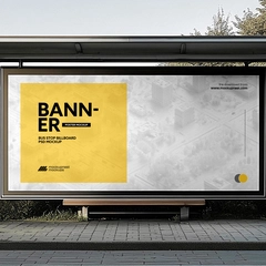 Free Bus Stop Billboard Mockup