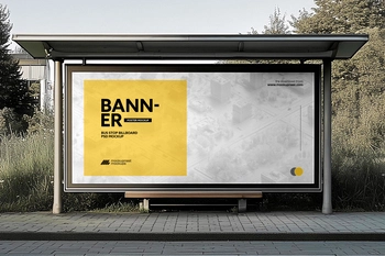 Free Bus Stop Billboard Mockup