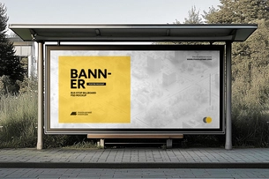 Free Bus Stop Billboard Mockup