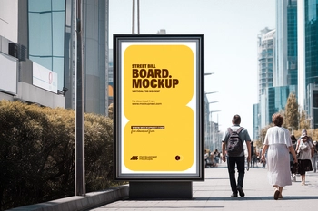 Free Vertical Street Billboard Mockup