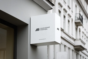 Square Box Signage Mockup