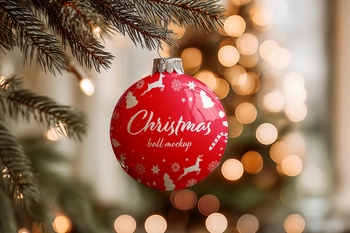 Free Christmas Ball Mockup On Light Background