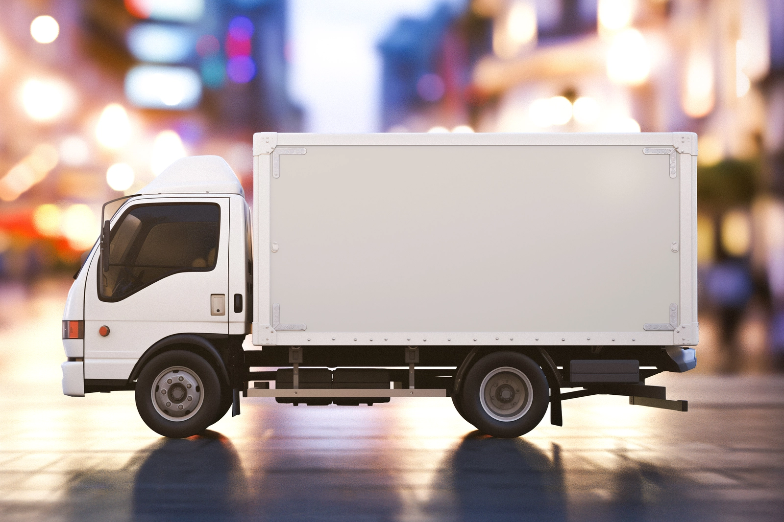 Free Box Delivery Truck Mockup