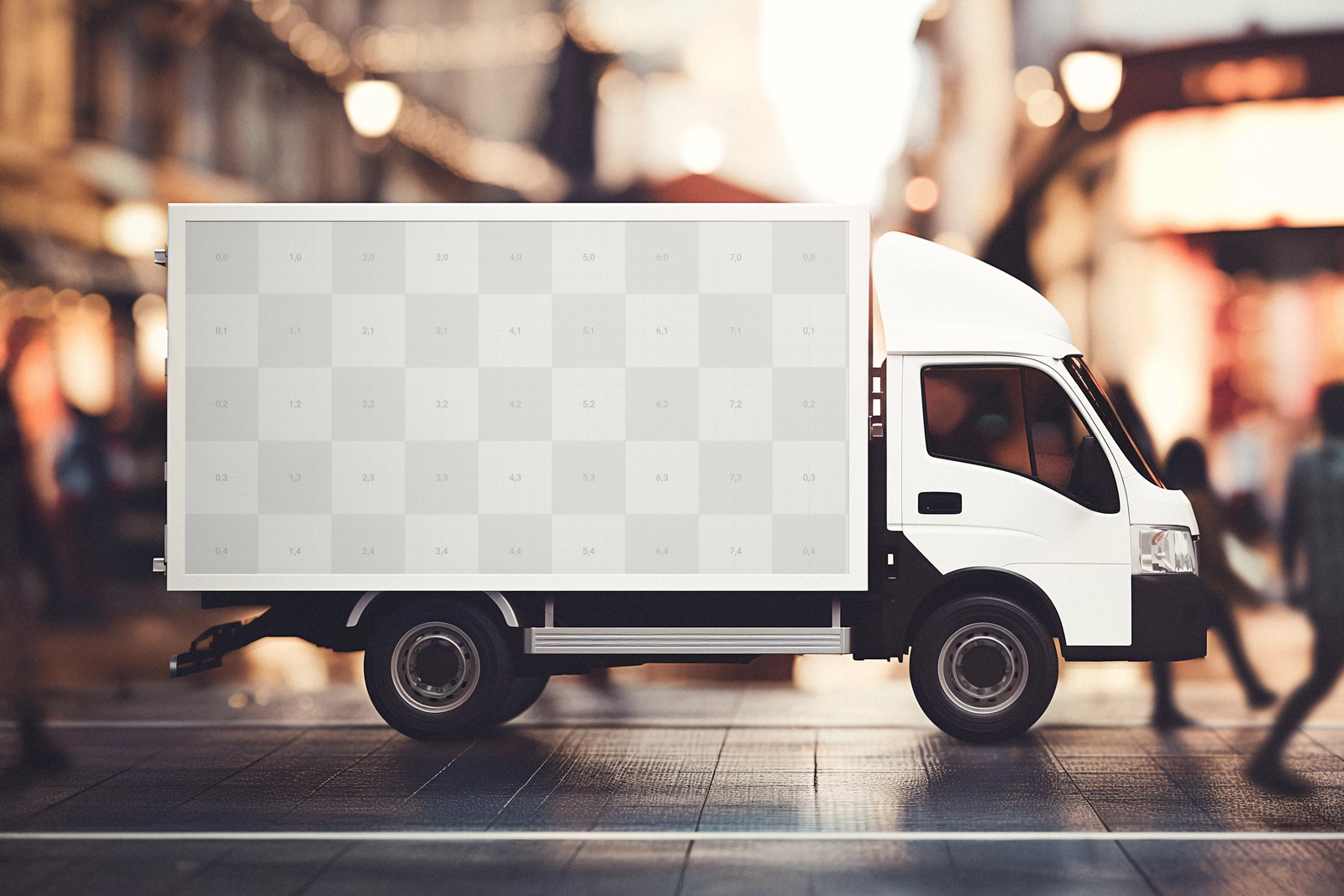Free Box Food Delivery Truck Mockup