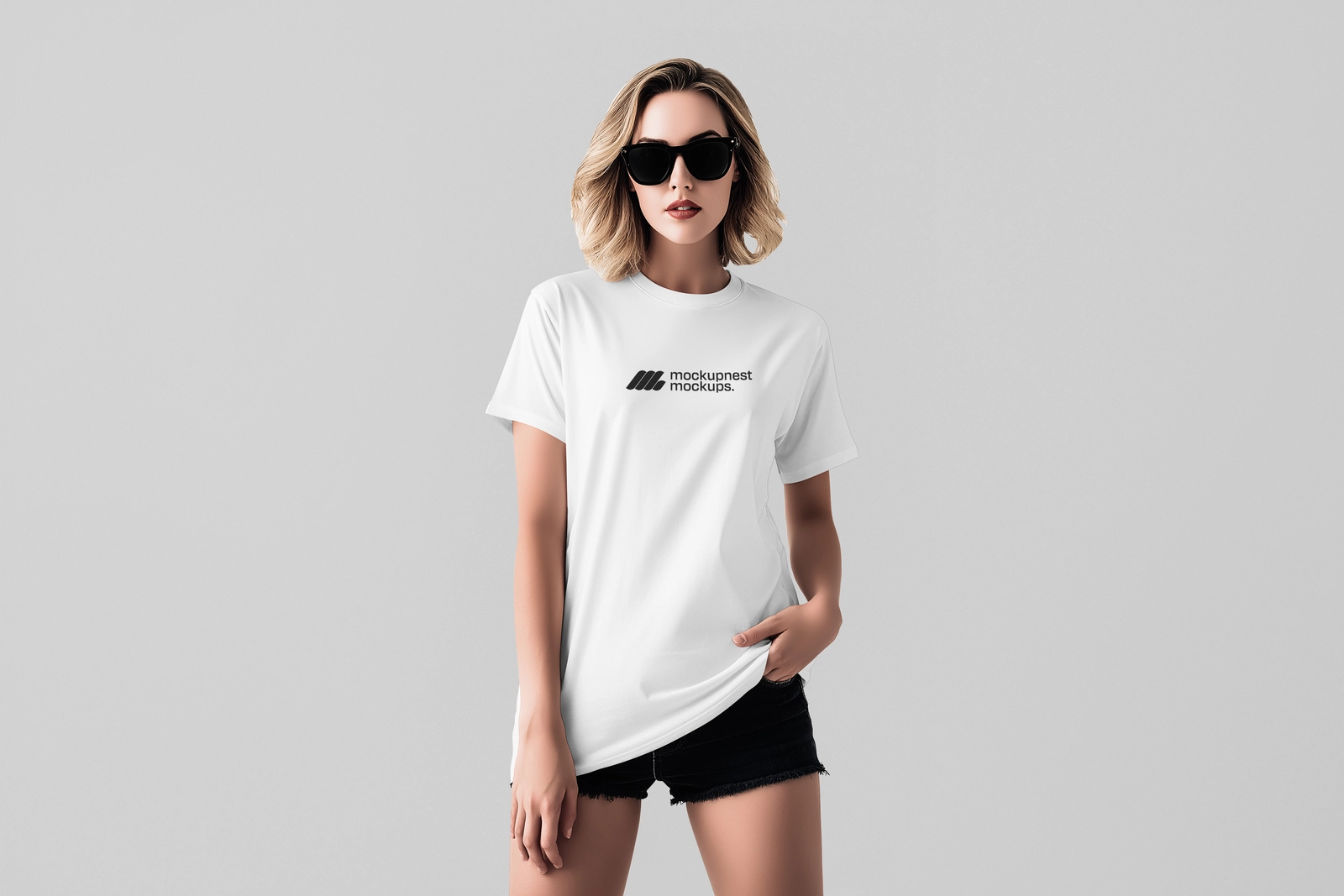 Casual Women T Shirt Mockup Front View