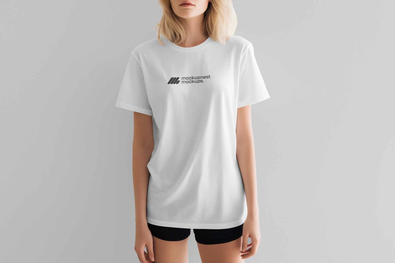 Women T Shirt Mockup with Natural Fabric Folds