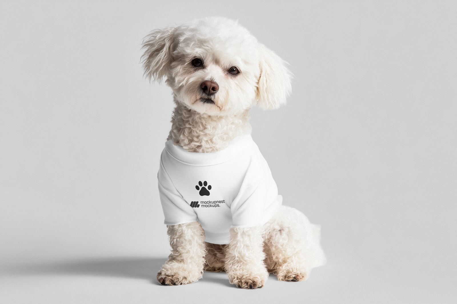 Cute Pet Clothing Mockup with Dog Wearing T Shirt