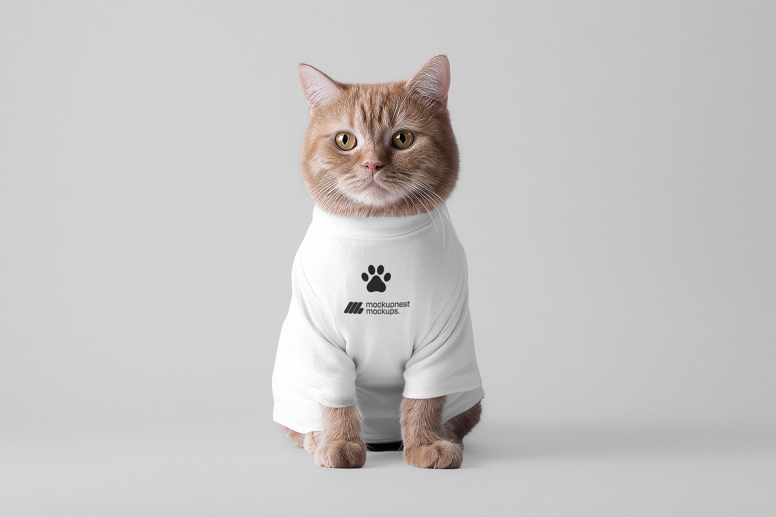 Orange Cat T Shirt Mockup on Studio Background