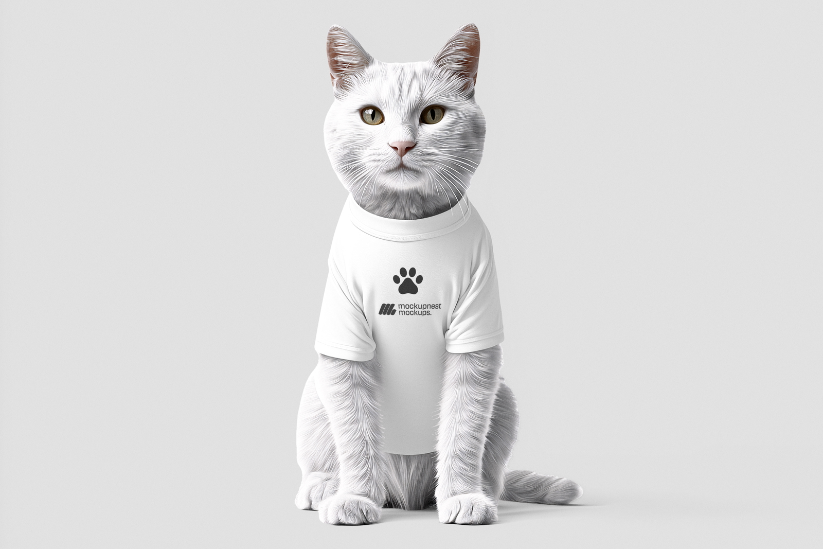 White Cat Apparel Mockup with Clean Studio Look | Mockupnest