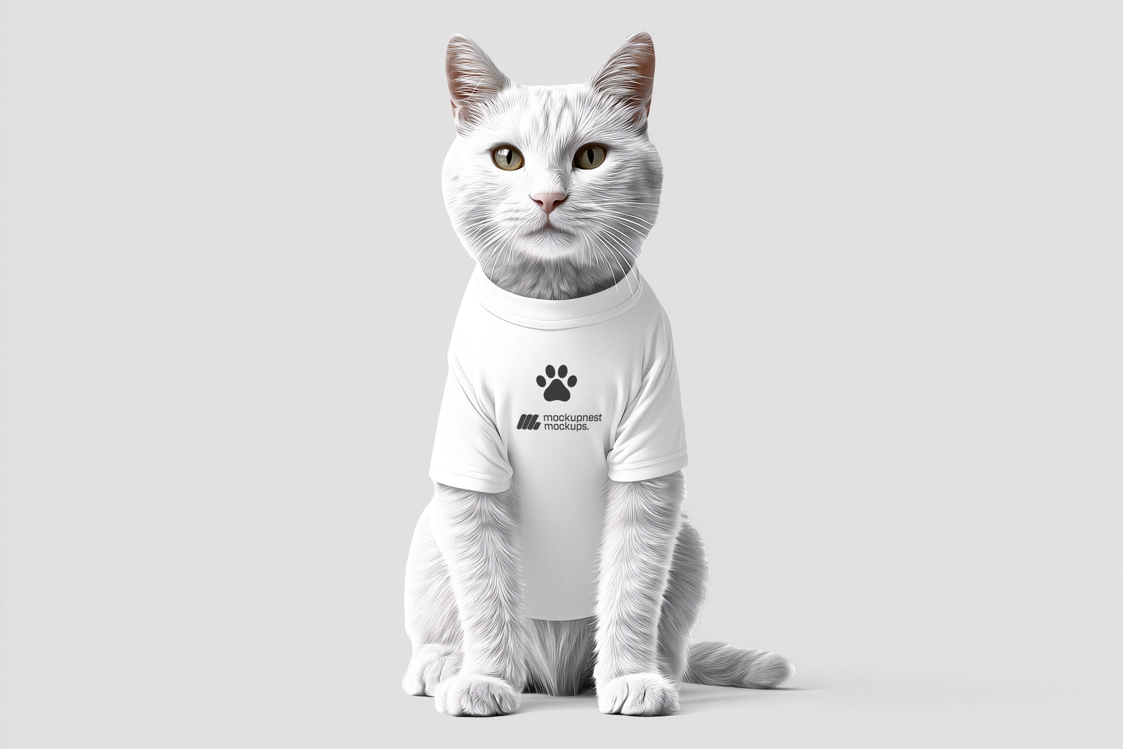 White Cat Apparel Mockup with Clean Studio Look