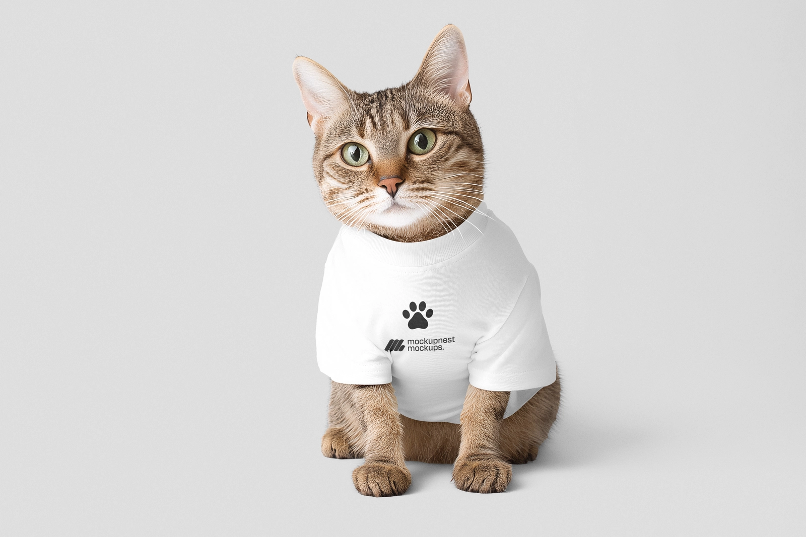 Realistic Cat T Shirt Mockup in Studio Lighting