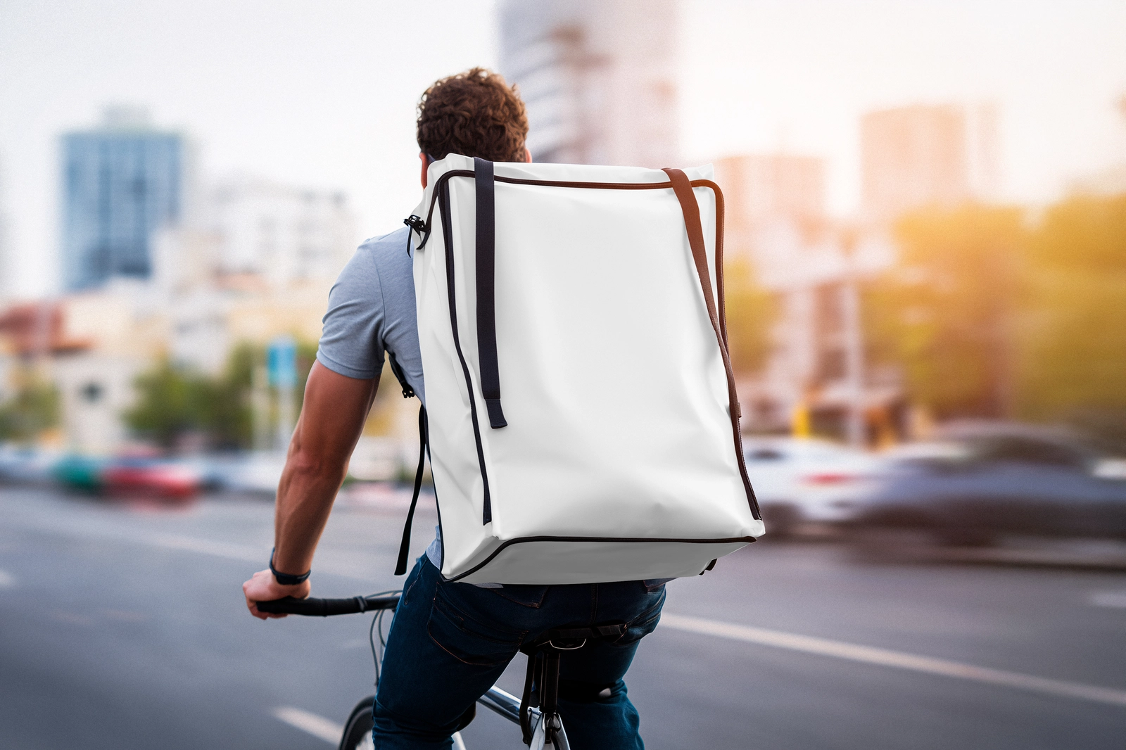 Free Food Delivery Bag Backpack Mockup