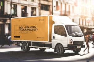 Free Delivery Truck Mockup