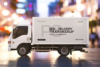 Free Box Delivery Truck Mockup