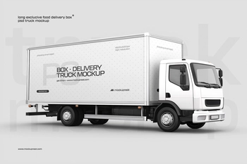 Long Delivery Truck Mockup