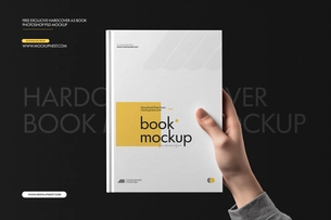 Free A5 Hardcover Book Cover Mockup In Hand