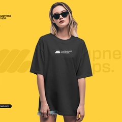Black T-Shirt Wearing By Woman Mockup