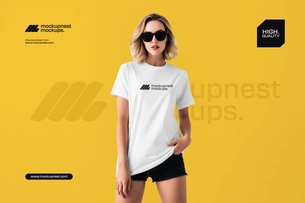 Casual Women T Shirt Mockup Front View