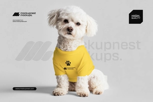 Cute Pet Clothing Mockup with Dog Wearing T Shirt