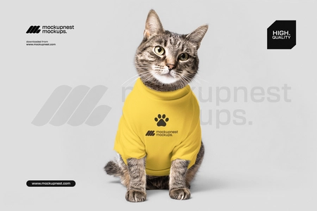 Cat T Shirt Mockup Front View on Clean Background